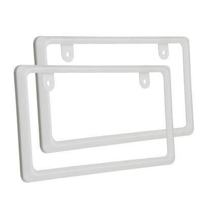 NanoSight License Plate Frame, Gloss White, Light Car, Ordinary Car, Looks Small, Yellow Edge Concealed (Gloss White, 2 Pieces)