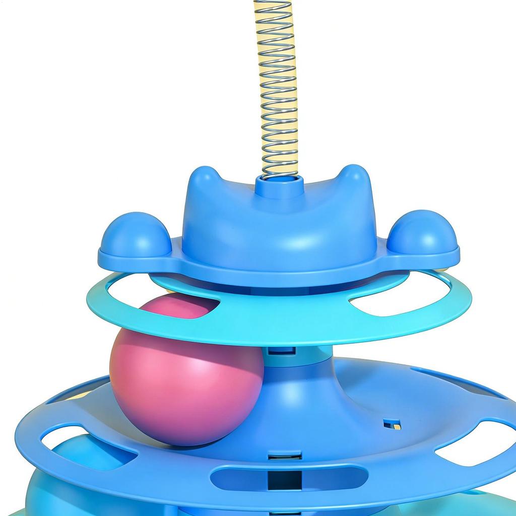 Cat Ball Track Kitten Boredom Relief Turntable Cat Tower Toy Tower Turntable Roller Balls Toys With Rotating Ball Tunnel Track