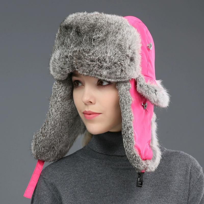 Rabbit Fur Lei Feng Hat for Men and Women In Winter Thickened Warm Ear Protection Cold Outdoor Northeast Leather Straw Hat Ski Hat Cotton