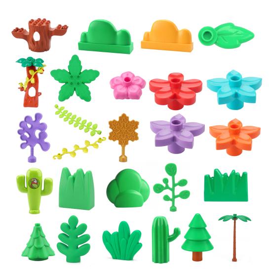Mini Building Block Toy Tree Cactus Leaf Flower Bush Greenery Plants Building Brick Replacement Compatible with Classic Blocks Brick Builders