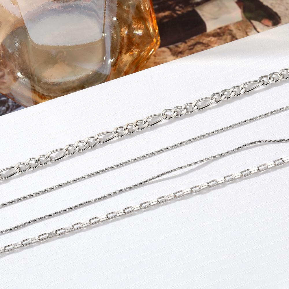 4-piece Suit Necklace Women Elegant Temperament Simple Charm Party Sweater Chain Sexy Women Versatile Nightclub Student Sweater Chain
