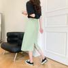 High-waisted Short Skirt for Women In Spring and Summer New Style, Slim and Versatile Large Size Black Rear Slit Hip-covered Skirt Skirt