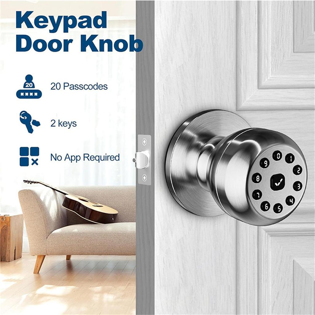 Keyless Entry Door Lock with Keypad Intelligent Door Knob Code Locks Door Knob for Indoors Bedrooms Apartments