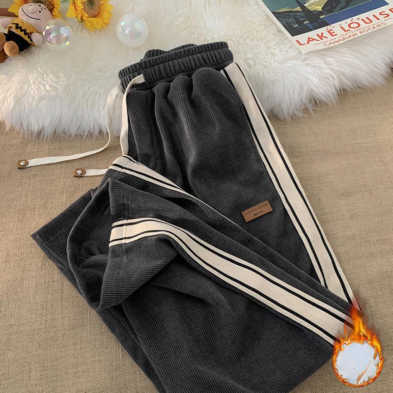 Corduroy Pants Men's Spring and Autumn Winter Teenagers Loose Straight Wide-leg Pants Trendy Boys Sports and Casual Trousers