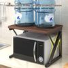 2 Tier Microwave Oven Stand Wood Storage Rack Shelf Z Shape Space Saving Kitchen Bracket Cabinet Organizer Metal + Wood 21.25x13.77x14.17in