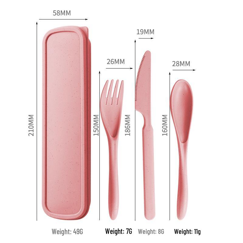 Wheat Straw Travel Cutlery Set: Knife, Fork, Spoon with Storage Box