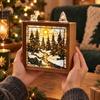 Decorative Room Lighting Christmas Acrylic Puzzle Night Light with Wooden Frame, DIY Stained Glass Style Creative Gift for Kids Jigsaw Lamp
