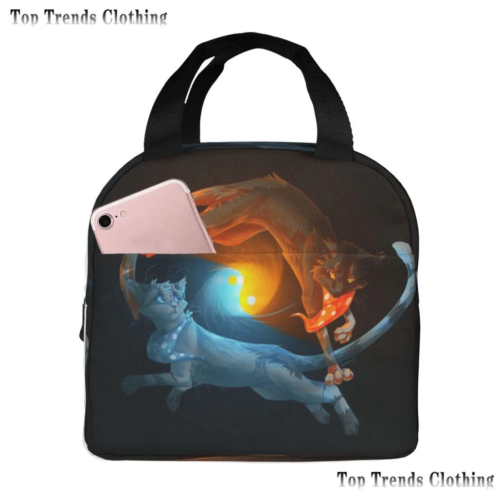 Warriors Cats Isolerad Lunchväska för Kvinnor Vattentät Termisk Kylväska Lunch Tote för Kontorsarbete Skola Termiska Väskor