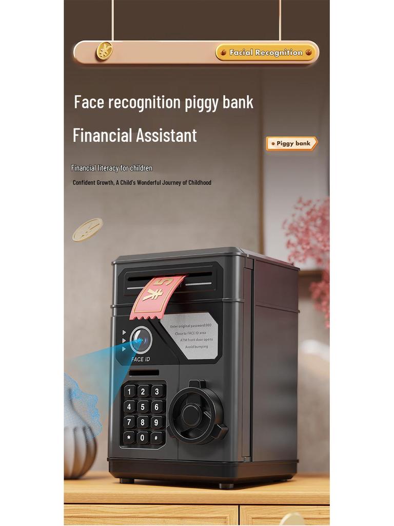 Children's Smart Face Recognition Piggy Bank with Deposit/Withdraw Function and Automatic Bill Rolling