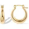 PAVOI 14K Gold Plated 925 Sterling Silver Posts Oval Chunky Hoop Earrings for Women - Trendy Statement Thick Gold Hoops - Lightweight Dangle Earrings