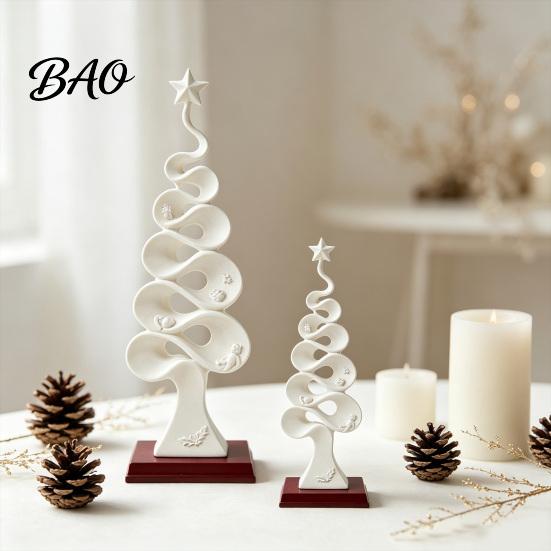 Durable Resin Tabletop Statues Abstract Christmas Tree Figurine, Artistic Spiral Sculpture, Modern Xmas Contemporary Interior Design Accents