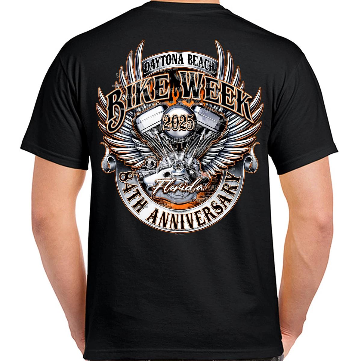 2025 Bike Week Daytona Beach Engine Emblem T-Shirt No Harley L