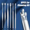 6Pcs Silver Stainless steel ear cleaning kit earwax cleaner tools