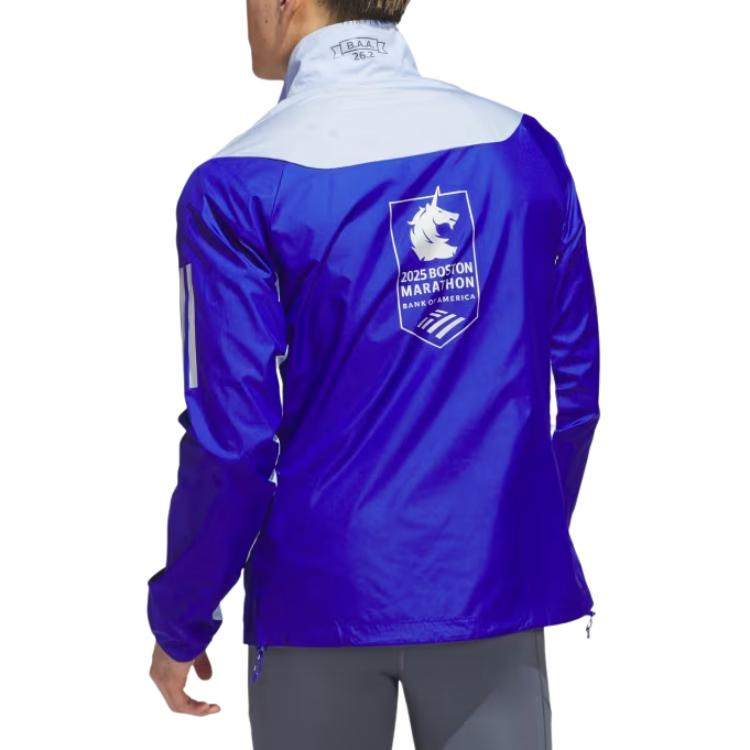 adidas Color Block Slim Fit Zip Long Sleeve Jacket Men Jackets Blue JN3003
