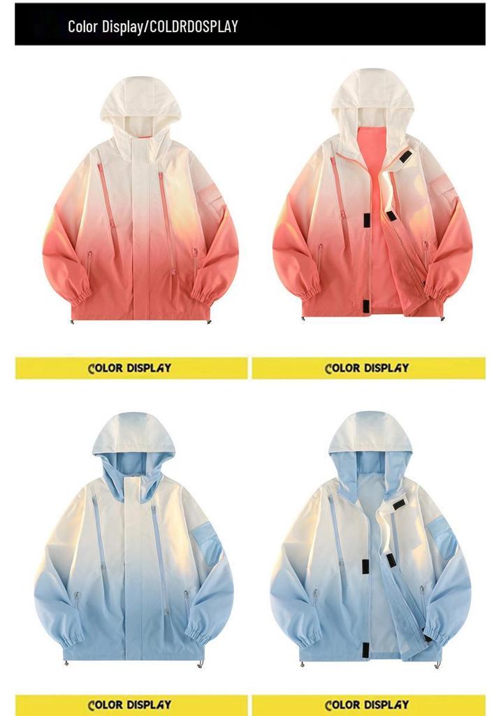 Gradient Spring Sporty Hooded Jacket - Versatile Trendy Casual Coat for Couples