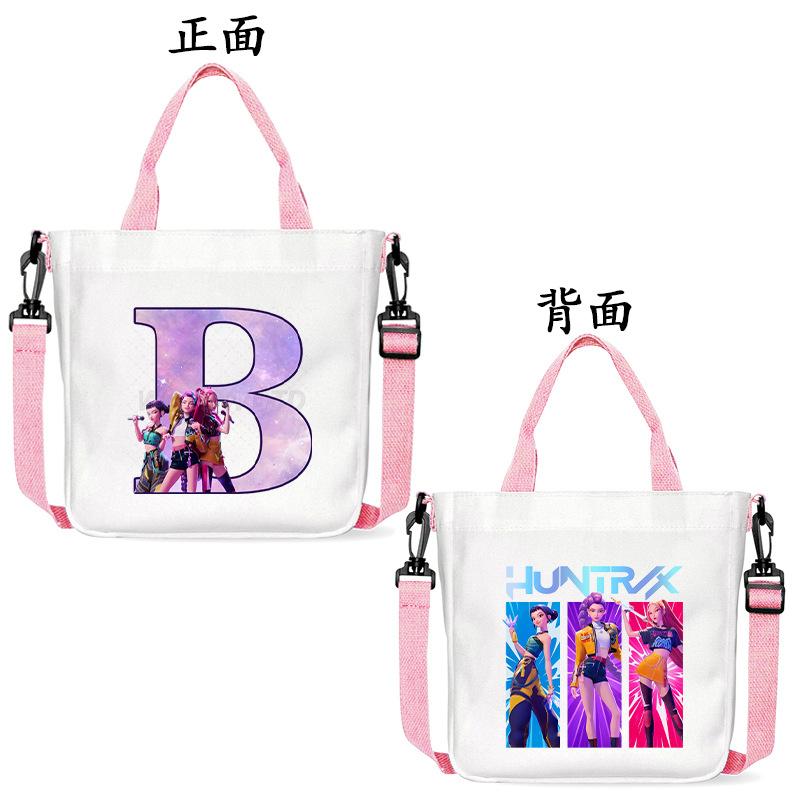 Anime Cartoon Letter Shoulder Bag Versatile Commuter Handbag Large Capacity Student Canvas Bag