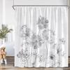 Watercolor Floral Shower Curtain Colorful Flower Blue Red Green Plant Modern Bathtub Decoration Polyester Bath Curtain With Hook