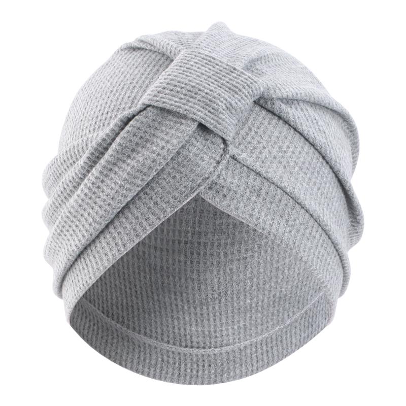 New Women's Cotton Thickened Waffle Square Knotted Turban Head Wrap Cancer Chemo Beanies Cap Headwear Cap Bonnet Hair Loss Hat