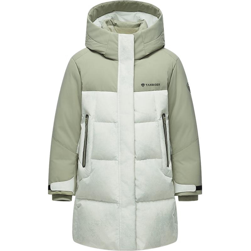 Tanboer Unisex Kids' Mid-Length Hooded Puffer Down Jacket 5550701A