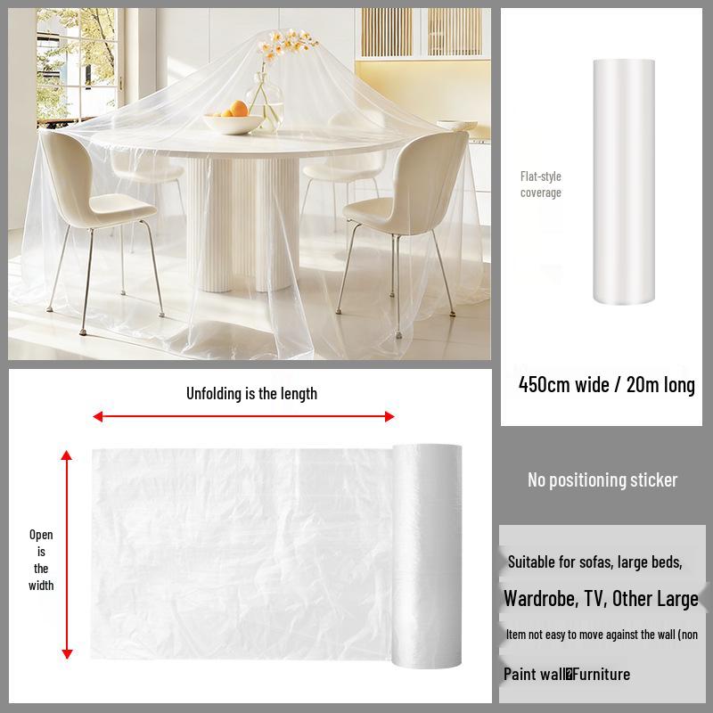 Thickened Plastic Dustproof Masking Film for Furniture Renovation and Spray Protection