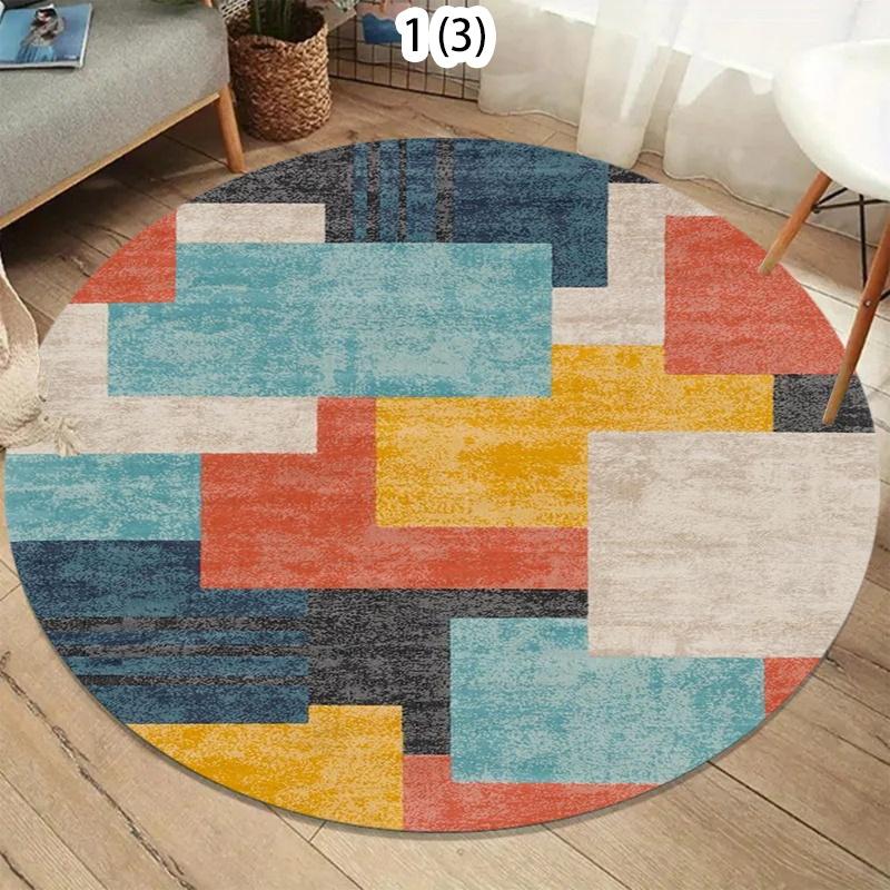 Abstract Color Block Round Rug Non
