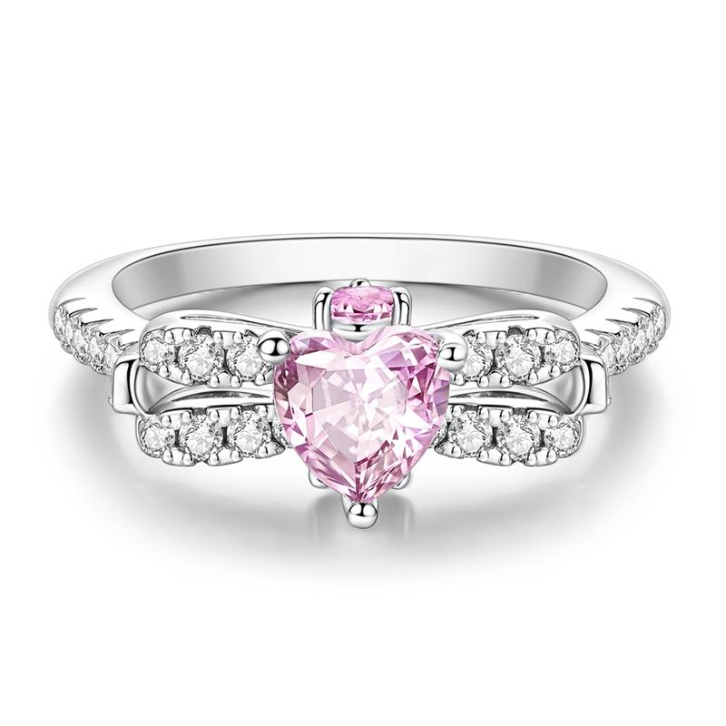 New Design 925 Silver Infinite Pink Zircon Love Heart Shape Ring Finger Rings For Women High Quality Wedding Jewelry Gift