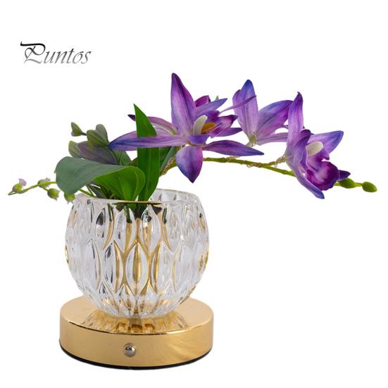 Berührungssteuerung Nachttischlampe Blume Tischlampe, 3 Farben Orchidee Nachtlicht, Wiederaufladbar Kabellos Dimmbar Künstlich Kreativ DIY Florale Leuchte LED mit