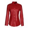 Women's Casual Long-Sleeve Faux PU Leather Jacket with Chest Pocket