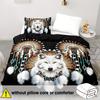 3pcs Soft Comfortable Wolf Duvet Cover Sets King Western Tribe Wolf Bedding Set Animal Print Duvet Cover Sets for Bedroom