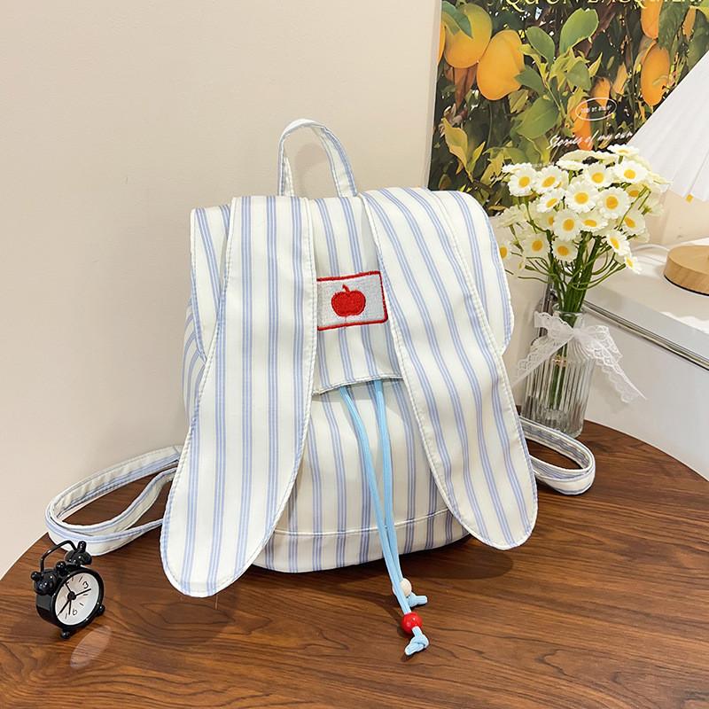 

Cute Bunny Ear Backpack Large Capacity Nylon School Bag For Daily Use синій