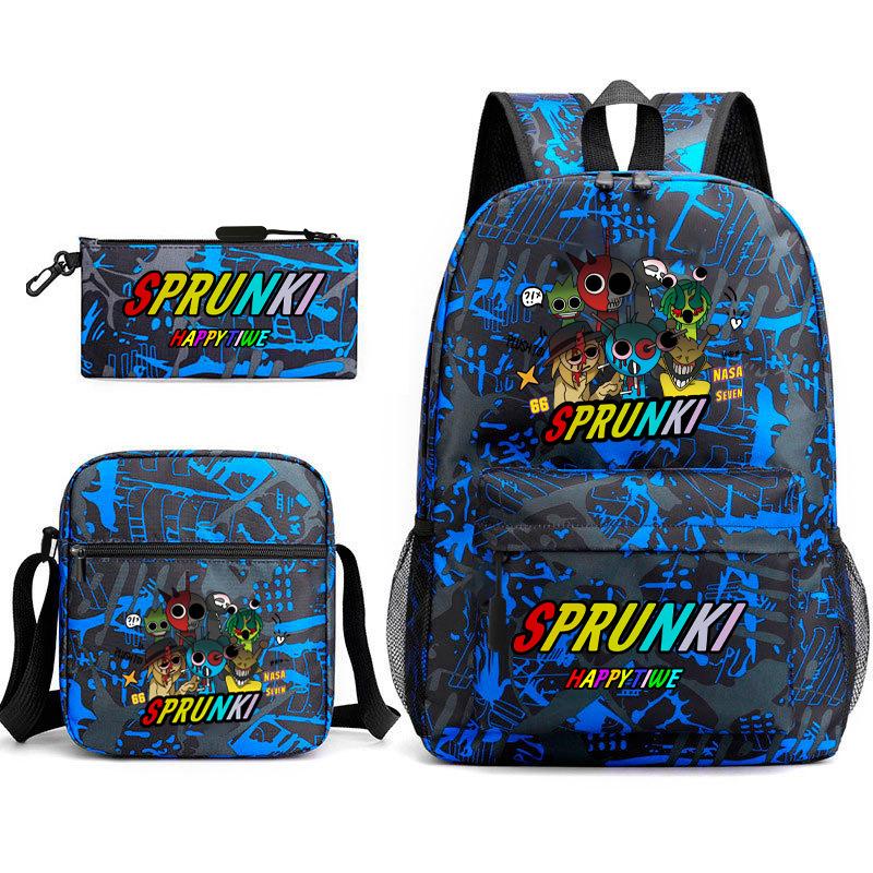 Boys Backpack Rhythm Box Treasure Children's School Bag Anime Satchel Pencil Bag Oxford Cloth Elementary School Student D