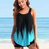 Costume da bagno bikini tankini da donna con stampa nera che diventa blu