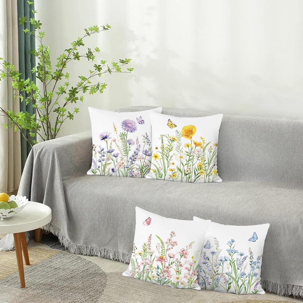 4 Adet Keten Dekoratif Yastık Kılıfı 45X45cm Kanepe Yatak Odası Oturma Odası Ev Dekorasyonu İçin Fermuarlı Yastık Kılıfları