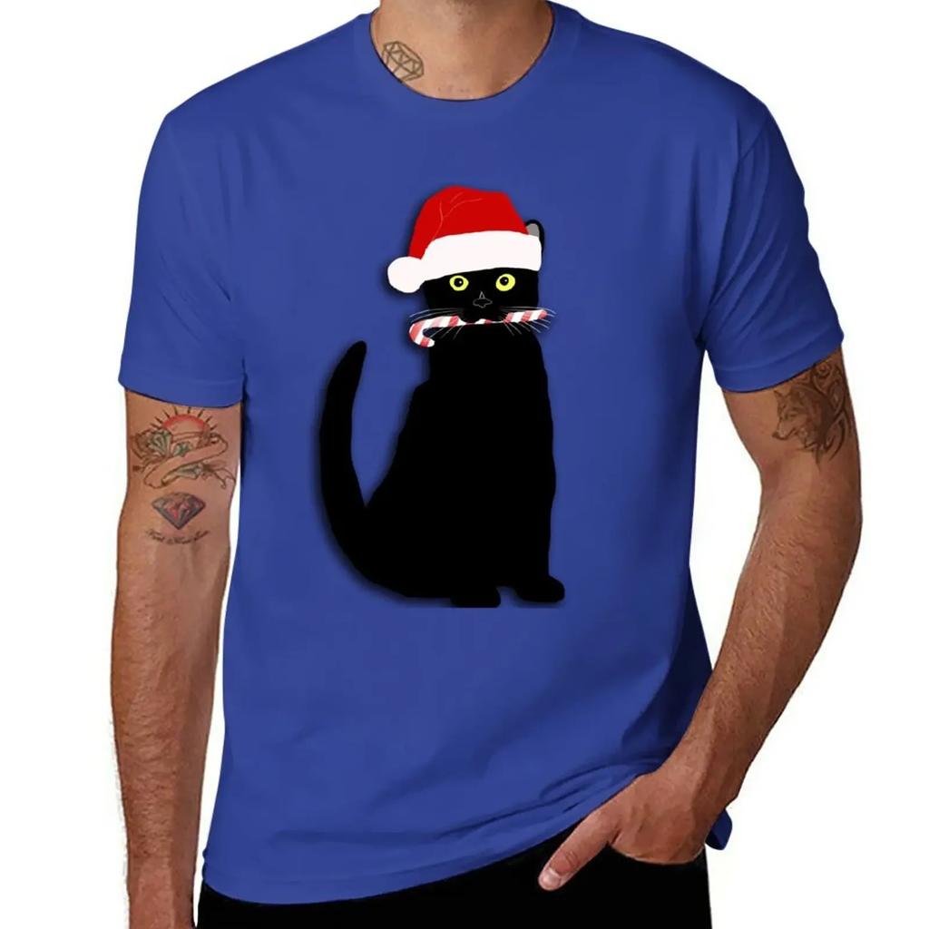 Christmas Cat T-Shirt for a Boy New Edition Mens Plain T Shirts