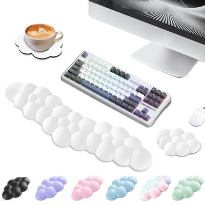 Sushret Bulut Bilek Desteği Klavye Fare Hafızalı Köpük Avuç İçi PU Deri Ergonomik Sevimli Fare Bileği Masa Aksesuarı ve Seti, Dinlenme, Malzeme, Tasarım,