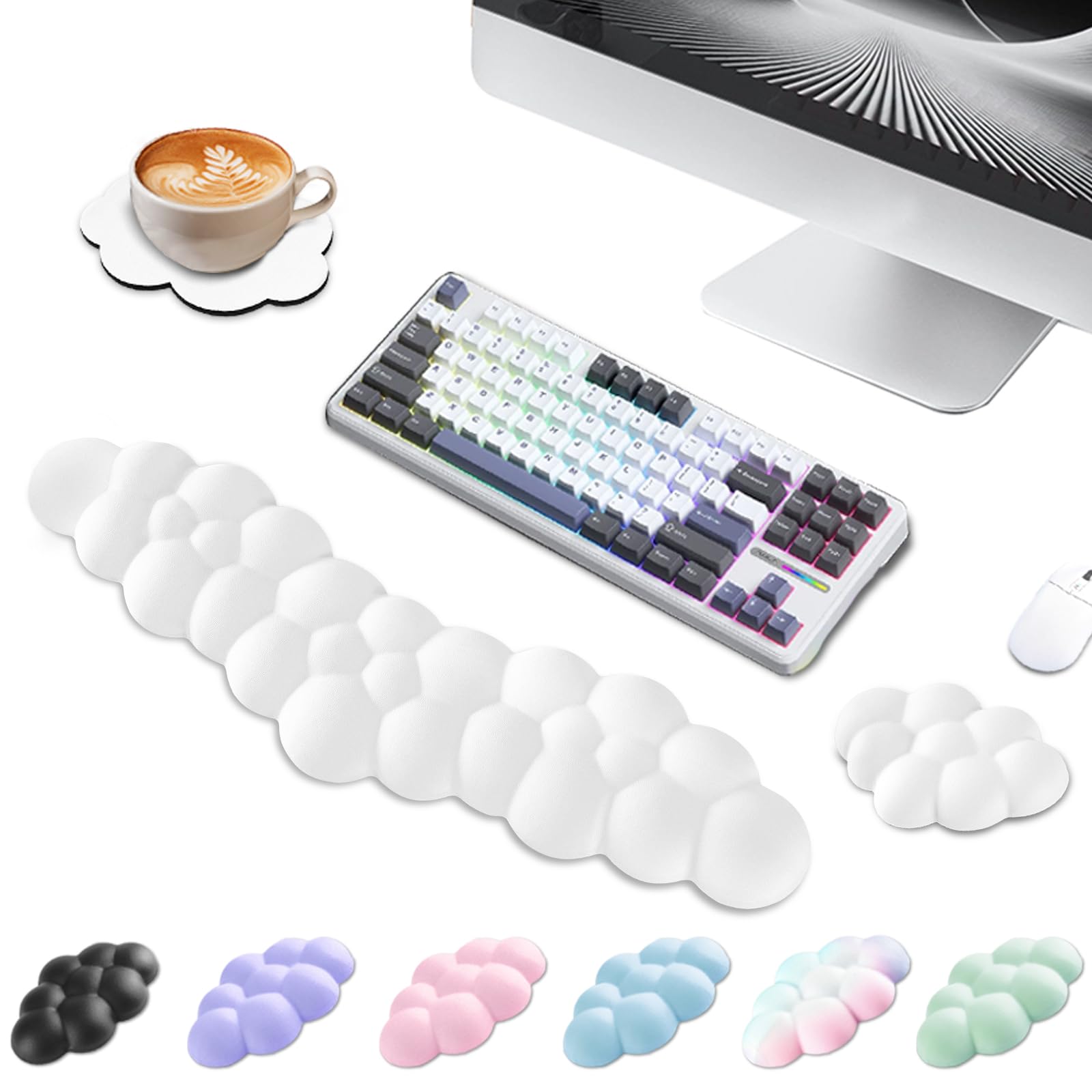 

Sushret Облачная подставка для запястья Клавиатура Мышь Пена с памятью Ладонь ПУ кожа Эргономичная Милая Подставка для запястья мыши Настольный аксессуар и набор, Подставка, Материал, Дизайн,