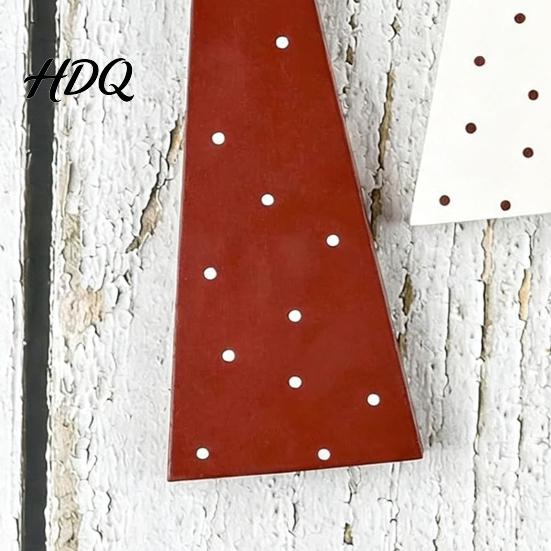 Small Christmas Tree Decor 3Pcs Wooden Ornament Polka Dot Cone with Gift Table Decorations Star Topper Rustic Farmhouse Holiday Centerpiece