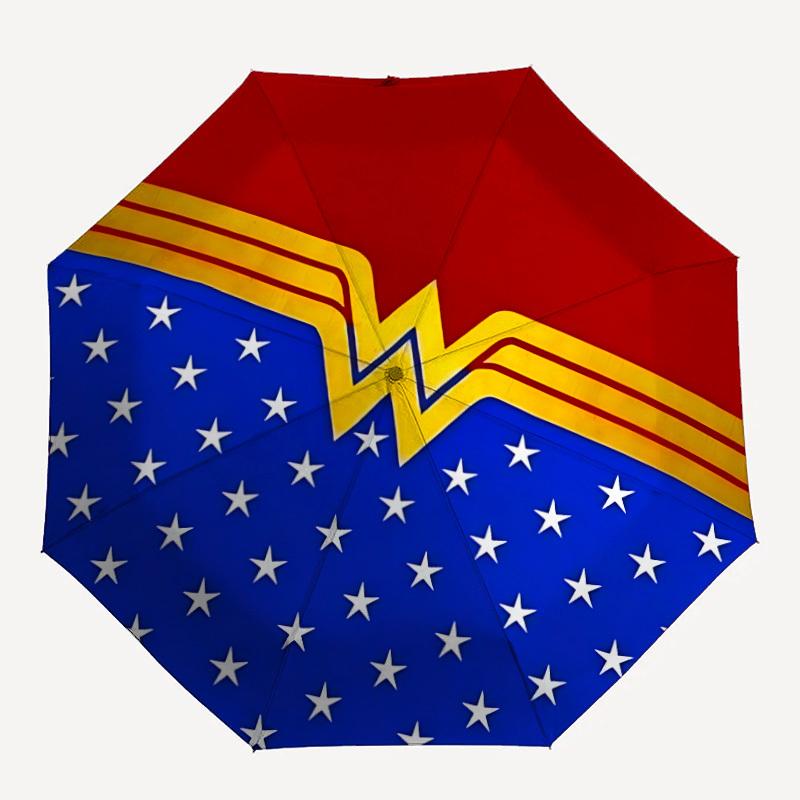 

1pc Wonder Woman Automatic Folding Umbrella - Compact 8-Rib Design,Festive Gift for Friends & Family, Compact Umbrella 21182