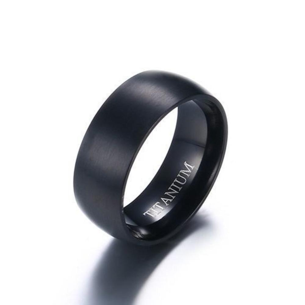 Mens Black Titanium Ring Stylish European American Fashion Jewelry for Men Trendy Accessories