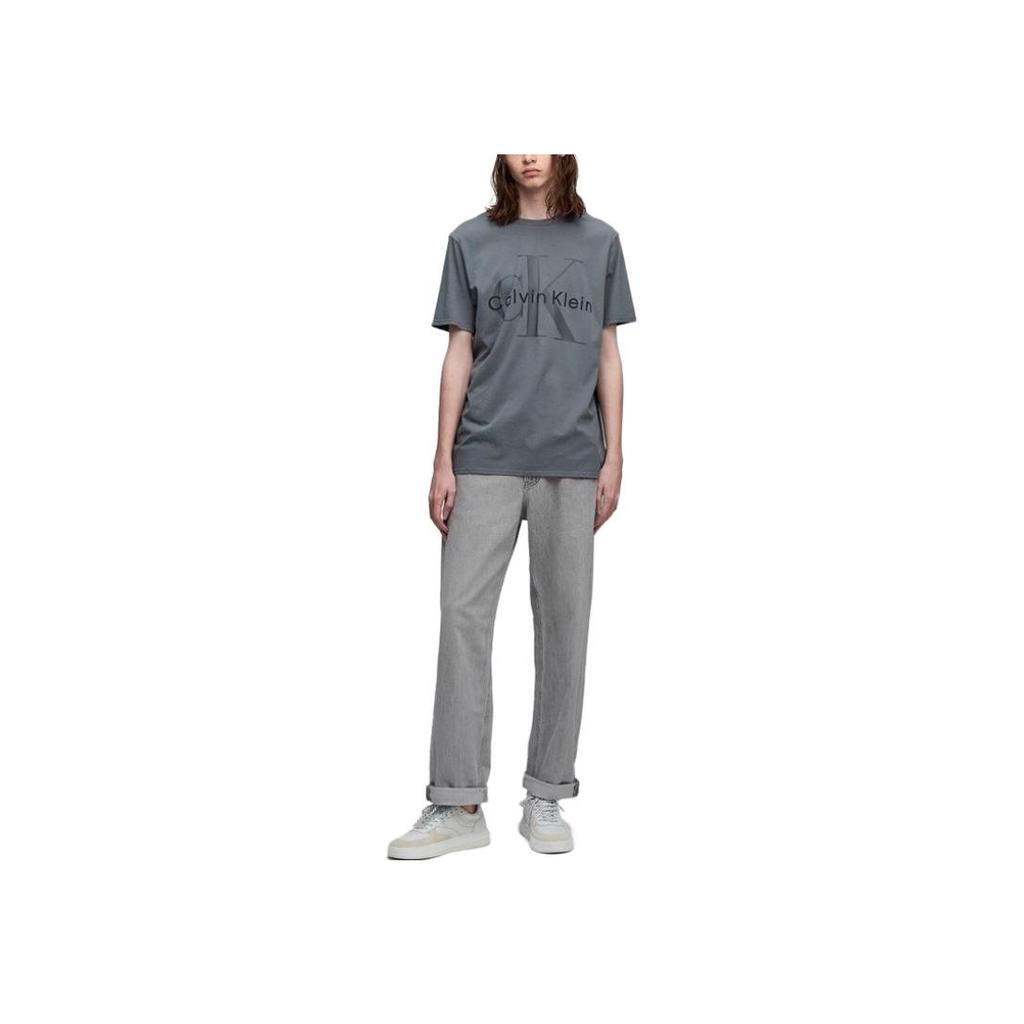 Calvin Klein Round Neck Printed Short Sleeve T-Shirt Men tops Gray MG-40LM837-021