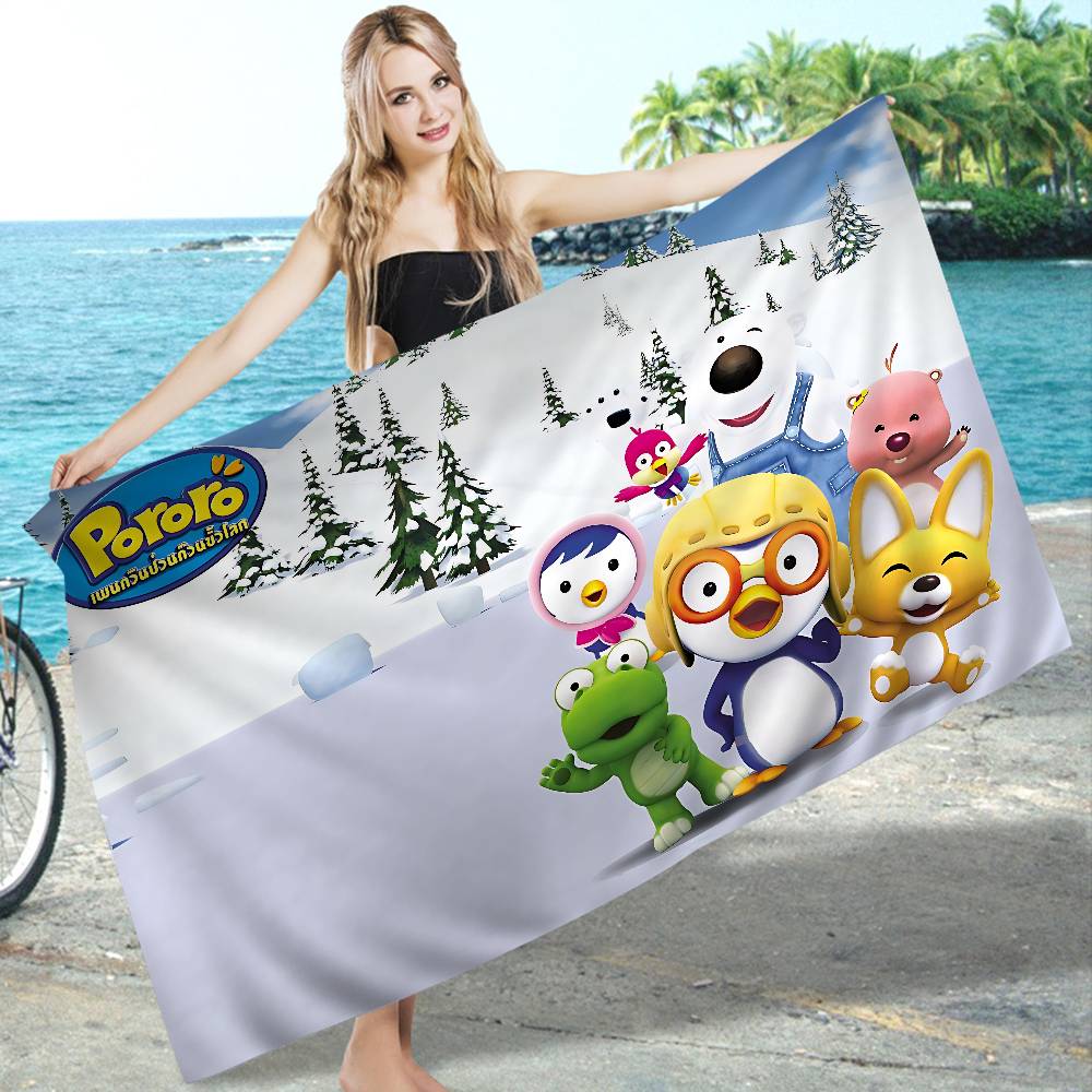 Cartoon P-Pororo Cute Microfiber Beach Towel Absorbent Quick Dry Soft Yoga Swimming Resort Mountain Climbing Towel