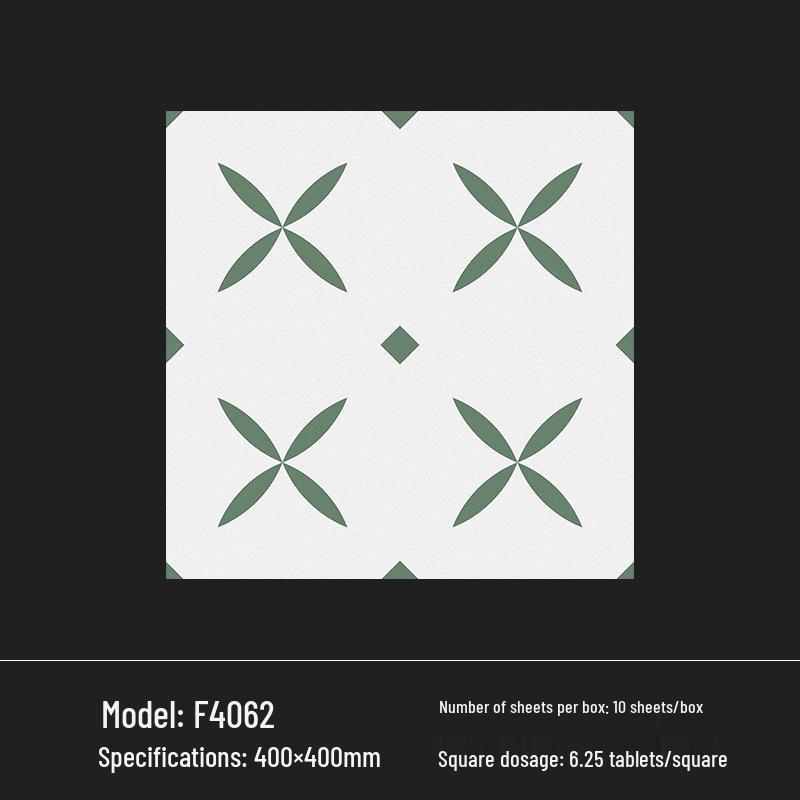 400x400 Zelená francouzská retro dlaždice s malým květinovým vzorem pro kuchyň, koupelnu, balkon a podlahu