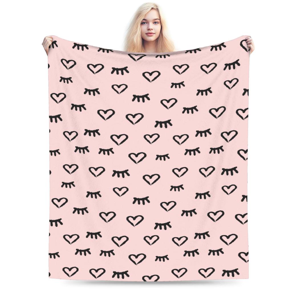 Cute Closed Eyelash Cartoon Blanket Coral Fleece Plush Spring/Autumn  Warm Throw Blankets for Bed Outdoor Rug Piece