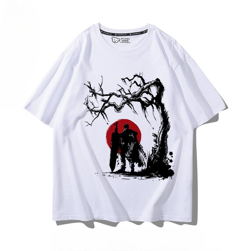 

Berserk anime personality printing summer men s 100% cotton short-sleeved outdoor casual comfortable streetwear S
