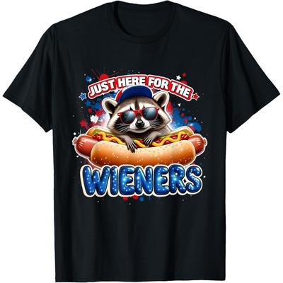 Funny Raccoon Hot Dog 4th of July BBQ Party Humor T-Shirt for Men Women Kids