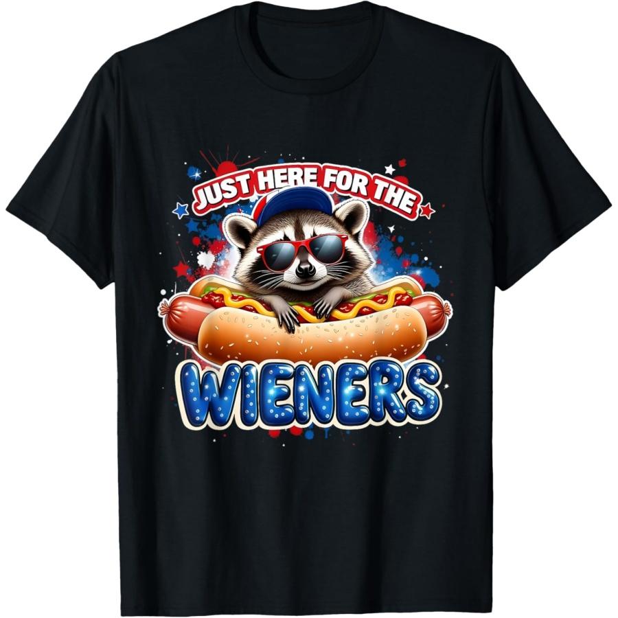 Funny Raccoon Hot Dog 4th of July BBQ Party Humor T-Shirt for Men Women Kids S