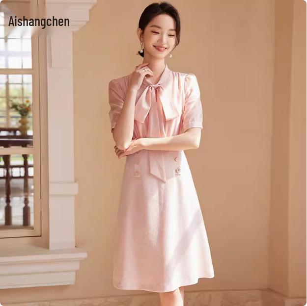 Aishangchen Summer 2024 Waist-Slimming Bowknot Dress - Women's Stylish Skirt