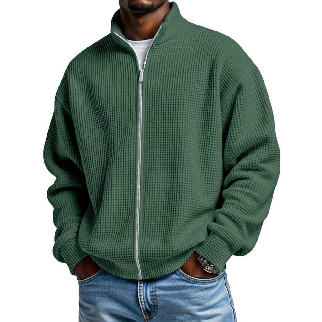 Men Full Zip Up Casual T Shirt Long Sleeve Loose Fit Tops Fall Fashion Regular Fit Cardigan Tops