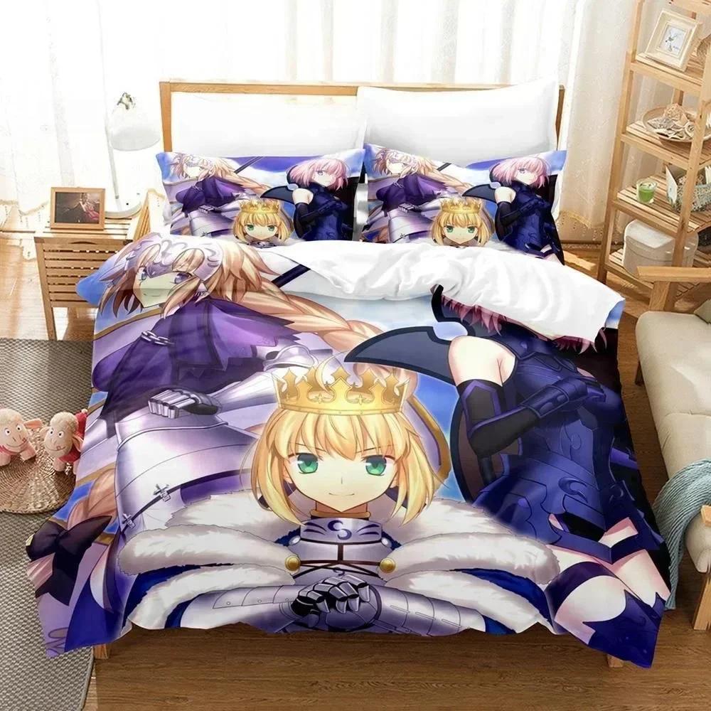 3D Print Anime Bed Sheet Fate Grand Order Bedding Set Printed With Pillowcase Duvet Cover Soft Queen King Size Bedclothes Home