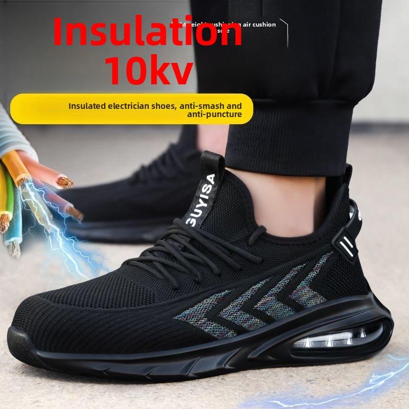 Men's Safety Shoes Air Cushion Men's Work Shoes Lightweight Breathable Work Footwears Protection Steel Toe Shoes Anti-puncture